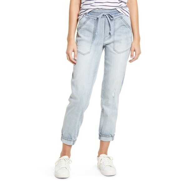 Wit & Wisdom 'Ab'-Solution Leisure Size 4 Light Wash Pull-On Denim Jean Joggers - Picture 1 of 13